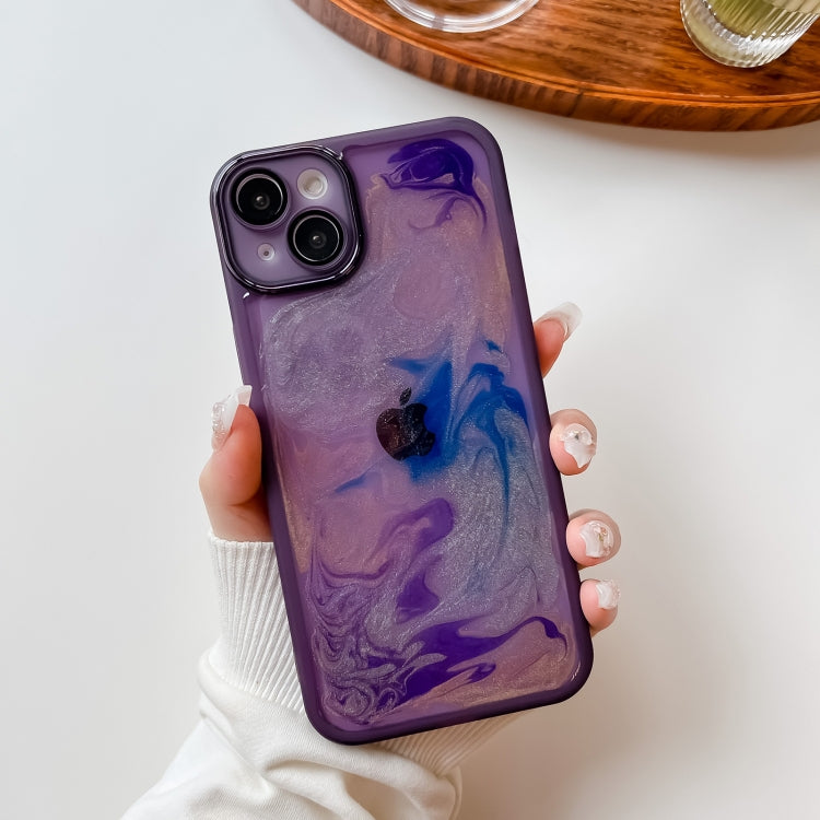 For iPhone 14 Plus Oil Painting Electroplating TPU Phone Case(Purple) - iPhone 14 Plus Cases by PMC TechLife | Online Shopping South Africa | PMC TechLife