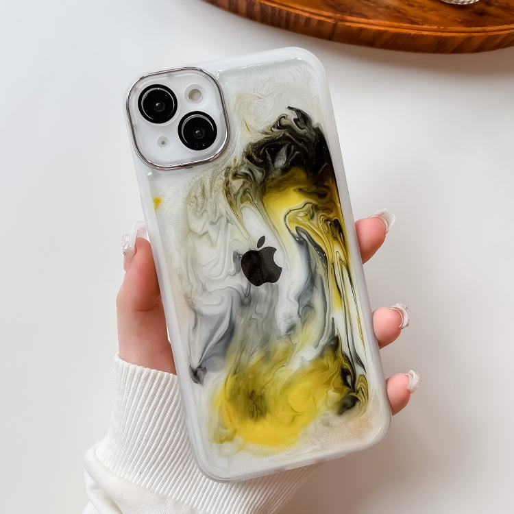 For iPhone 14 Plus Oil Painting Electroplating TPU Phone Case(White) - iPhone 14 Plus Cases by PMC TechLife | Online Shopping South Africa | PMC TechLife
