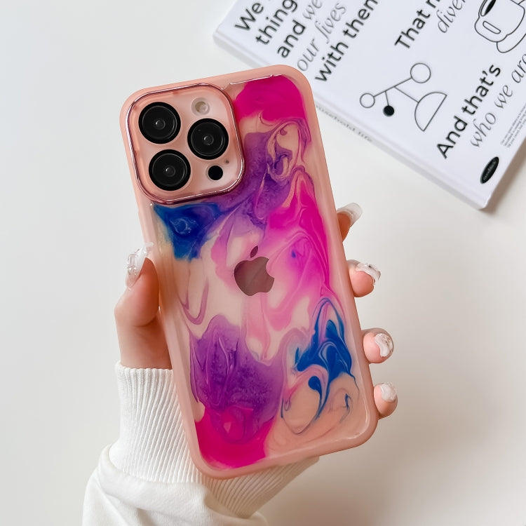 For iPhone 14 Pro Max Oil Painting Electroplating TPU Phone Case(Pink) - iPhone 14 Pro Max Cases by PMC TechLife | Online Shopping South Africa | PMC TechLife