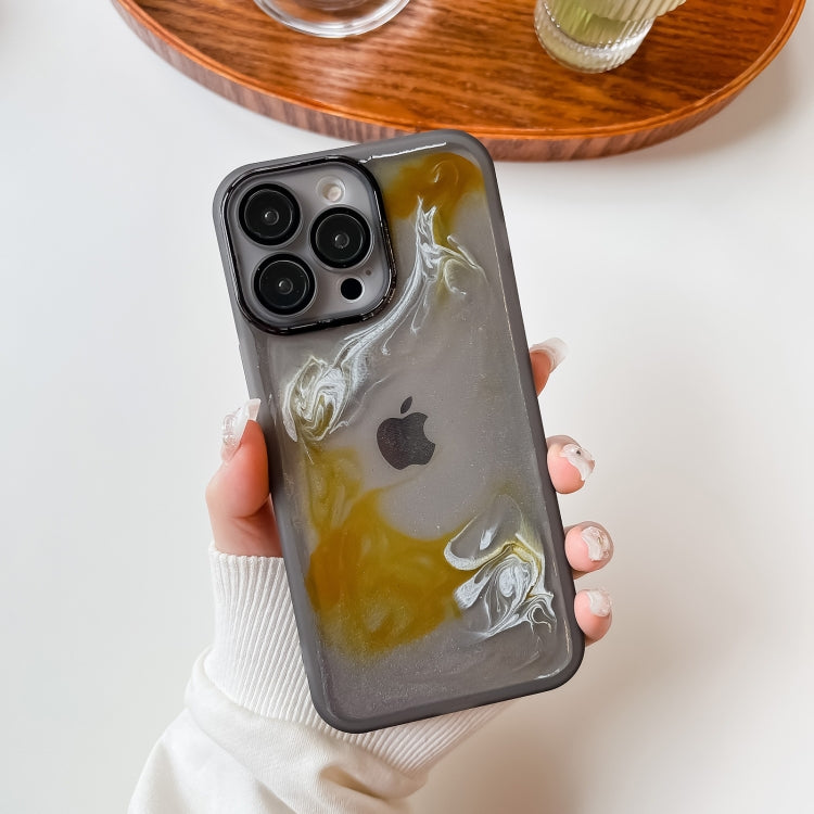 For iPhone 14 Pro Max Oil Painting Electroplating TPU Phone Case(Grey) - iPhone 14 Pro Max Cases by PMC TechLife | Online Shopping South Africa | PMC TechLife