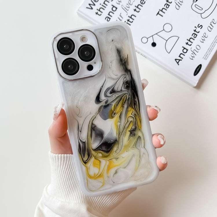 For iPhone 14 Pro Max Oil Painting Electroplating TPU Phone Case(White) - iPhone 14 Pro Max Cases by PMC TechLife | Online Shopping South Africa | PMC TechLife