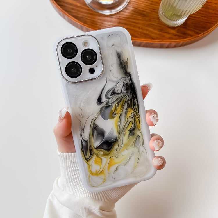For iPhone 14 Pro Max Oil Painting Electroplating TPU Phone Case(White) - iPhone 14 Pro Max Cases by PMC TechLife | Online Shopping South Africa | PMC TechLife