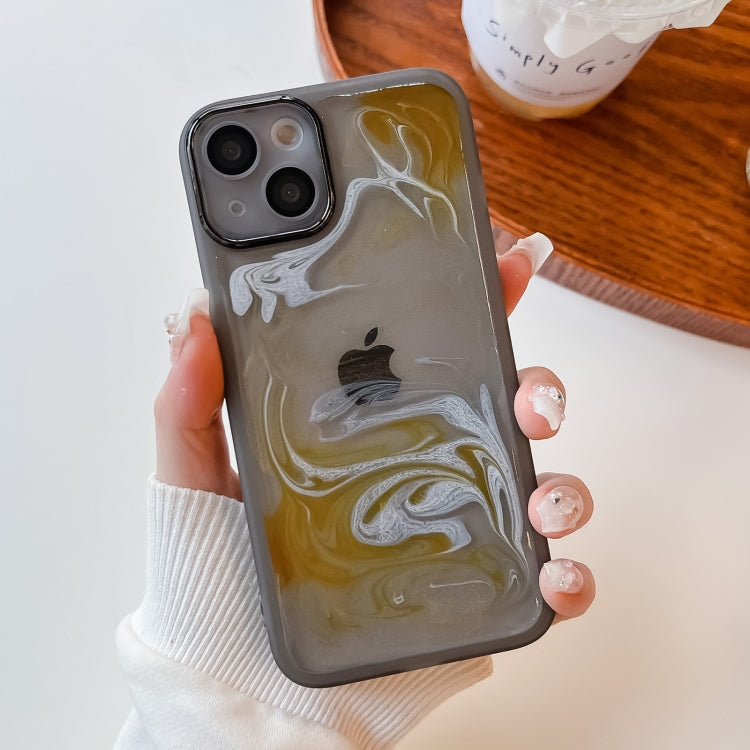 For iPhone 13 Oil Painting Electroplating TPU Phone Case(Grey) - iPhone 13 Cases by PMC TechLife | Online Shopping South Africa | PMC TechLife