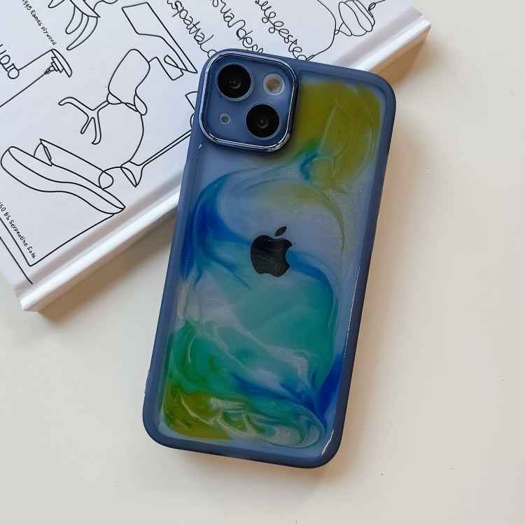 For iPhone 13 Oil Painting Electroplating TPU Phone Case(Blue) - iPhone 13 Cases by PMC TechLife | Online Shopping South Africa | PMC TechLife