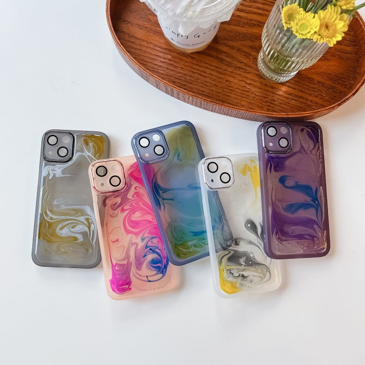 For iPhone 13 Oil Painting Electroplating TPU Phone Case(Blue) - iPhone 13 Cases by PMC TechLife | Online Shopping South Africa | PMC TechLife