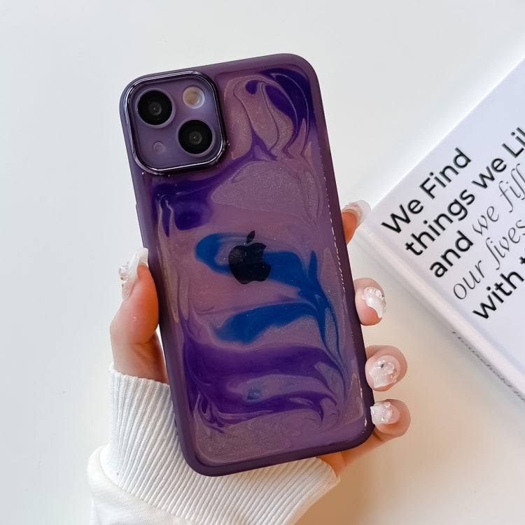 For iPhone 13 Oil Painting Electroplating TPU Phone Case(Purple) - iPhone 13 Cases by PMC TechLife | Online Shopping South Africa | PMC TechLife