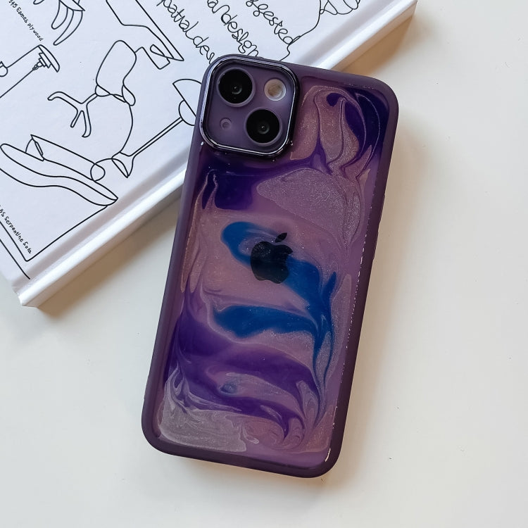 For iPhone 13 Oil Painting Electroplating TPU Phone Case(Purple) - iPhone 13 Cases by PMC TechLife | Online Shopping South Africa | PMC TechLife