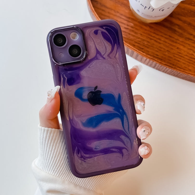 For iPhone 13 Oil Painting Electroplating TPU Phone Case(Purple) - iPhone 13 Cases by PMC TechLife | Online Shopping South Africa | PMC TechLife