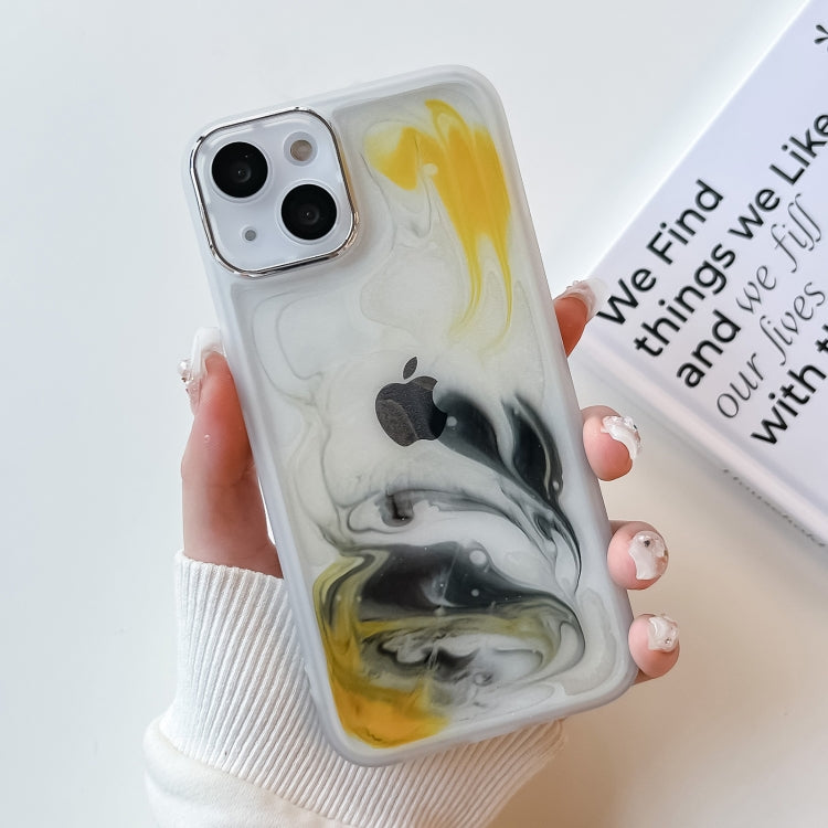 For iPhone 13 Oil Painting Electroplating TPU Phone Case(White) - iPhone 13 Cases by PMC TechLife | Online Shopping South Africa | PMC TechLife