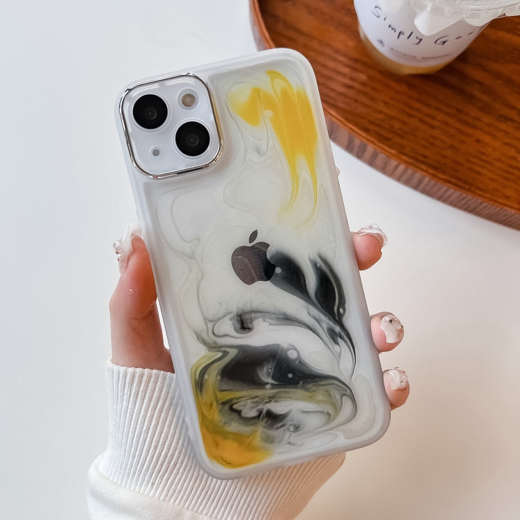 For iPhone 13 Oil Painting Electroplating TPU Phone Case(White) - iPhone 13 Cases by PMC TechLife | Online Shopping South Africa | PMC TechLife