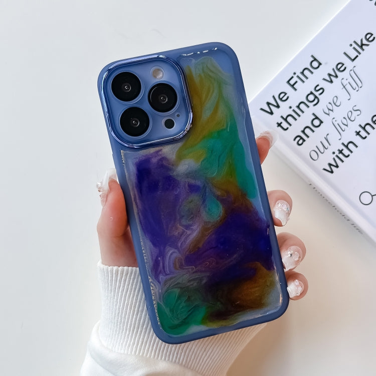 For iPhone 13 Pro Oil Painting Electroplating TPU Phone Case(Blue) - iPhone 13 Pro Cases by PMC TechLife | Online Shopping South Africa | PMC TechLife