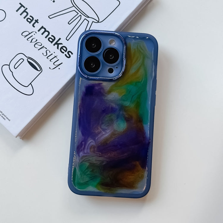 For iPhone 13 Pro Oil Painting Electroplating TPU Phone Case(Blue) - iPhone 13 Pro Cases by PMC TechLife | Online Shopping South Africa | PMC TechLife
