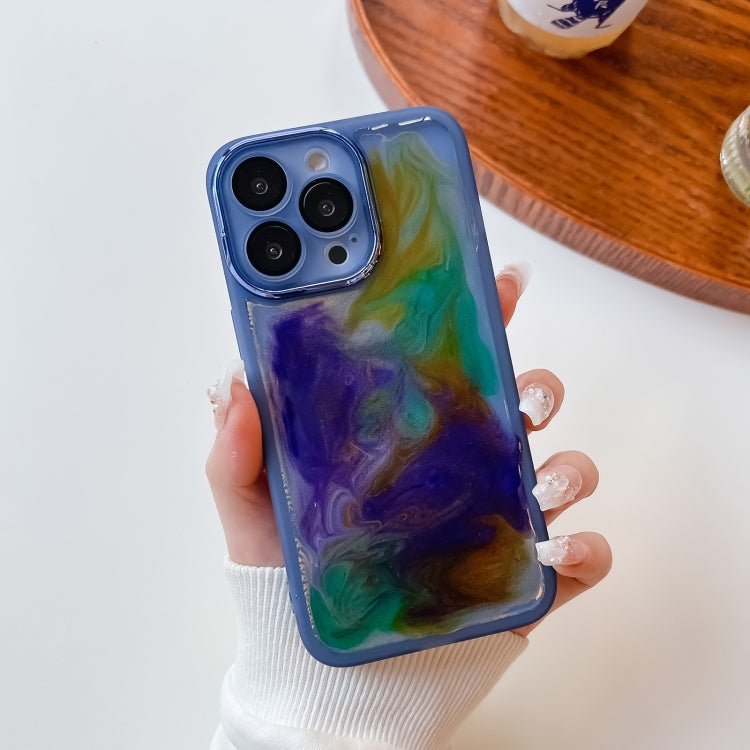 For iPhone 13 Pro Oil Painting Electroplating TPU Phone Case(Blue) - iPhone 13 Pro Cases by PMC TechLife | Online Shopping South Africa | PMC TechLife