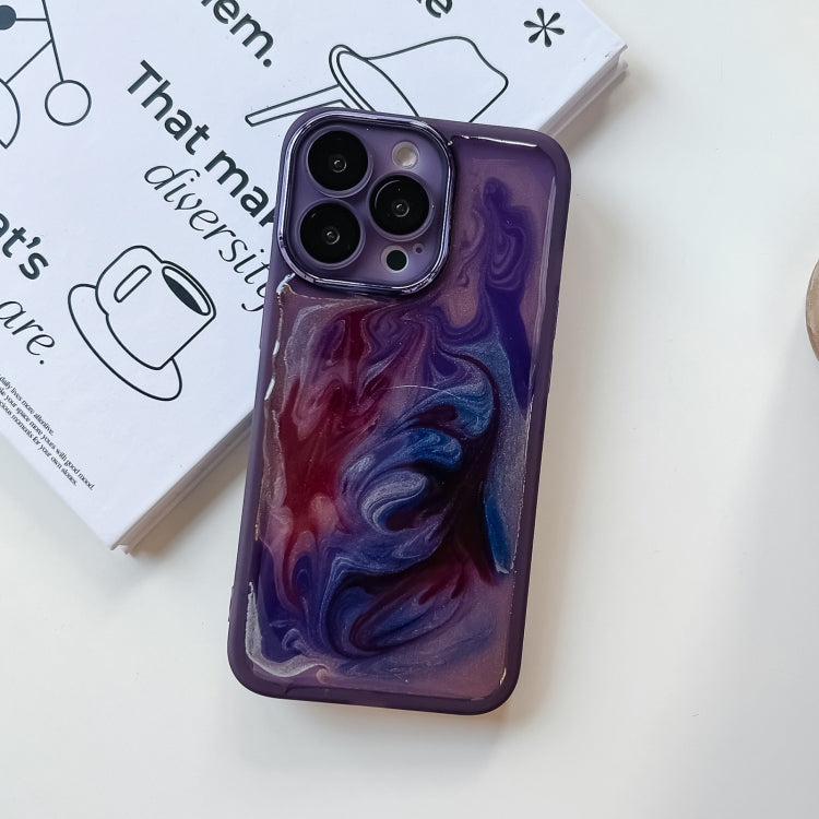 For iPhone 13 Pro Oil Painting Electroplating TPU Phone Case(Purple) - iPhone 13 Pro Cases by PMC TechLife | Online Shopping South Africa | PMC TechLife