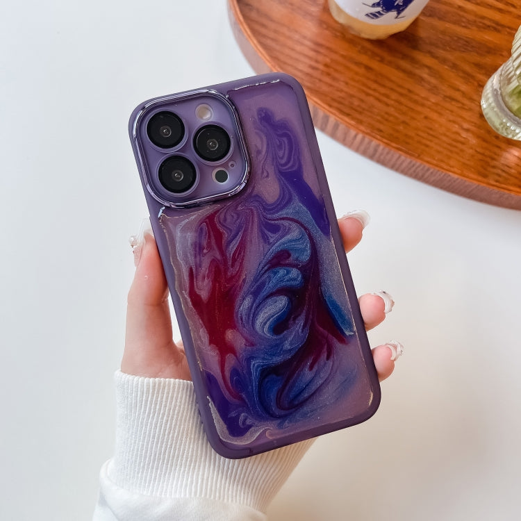 For iPhone 13 Pro Oil Painting Electroplating TPU Phone Case(Purple) - iPhone 13 Pro Cases by PMC TechLife | Online Shopping South Africa | PMC TechLife