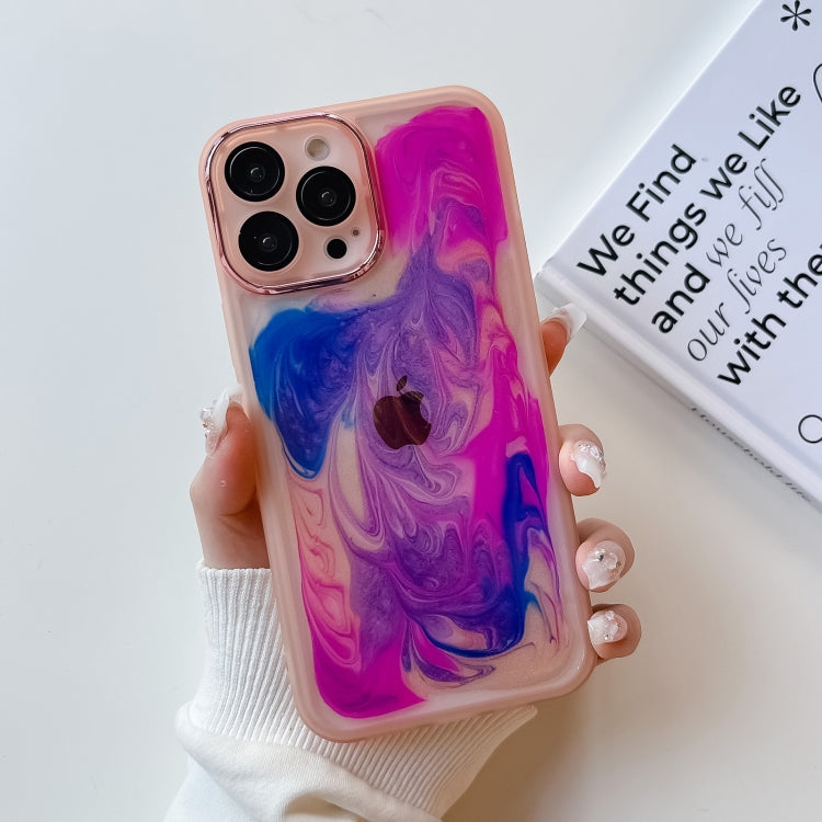 For iPhone 13 Pro Max Oil Painting Electroplating TPU Phone Case(Pink) - iPhone 13 Pro Max Cases by PMC TechLife | Online Shopping South Africa | PMC TechLife