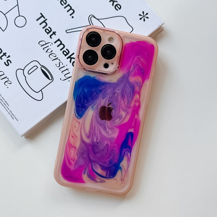 For iPhone 13 Pro Max Oil Painting Electroplating TPU Phone Case(Pink) - iPhone 13 Pro Max Cases by PMC TechLife | Online Shopping South Africa | PMC TechLife