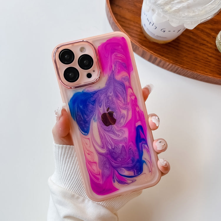 For iPhone 13 Pro Max Oil Painting Electroplating TPU Phone Case(Pink) - iPhone 13 Pro Max Cases by PMC TechLife | Online Shopping South Africa | PMC TechLife