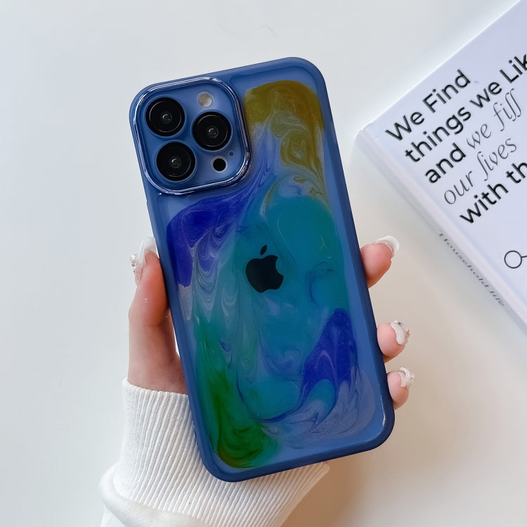 For iPhone 13 Pro Max Oil Painting Electroplating TPU Phone Case(Blue) - iPhone 13 Pro Max Cases by PMC TechLife | Online Shopping South Africa | PMC TechLife