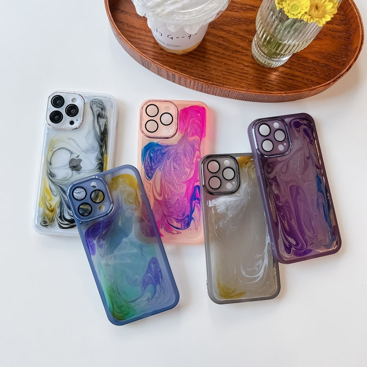 For iPhone 13 Pro Max Oil Painting Electroplating TPU Phone Case(Blue) - iPhone 13 Pro Max Cases by PMC TechLife | Online Shopping South Africa | PMC TechLife