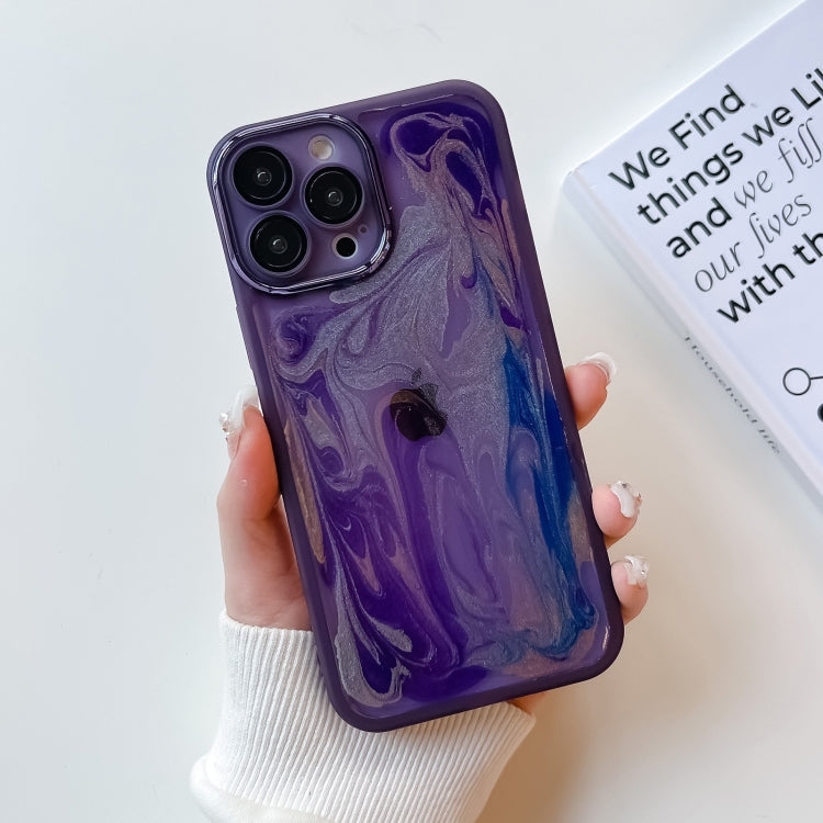 For iPhone 13 Pro Max Oil Painting Electroplating TPU Phone Case(Purple) - iPhone 13 Pro Max Cases by PMC TechLife | Online Shopping South Africa | PMC TechLife