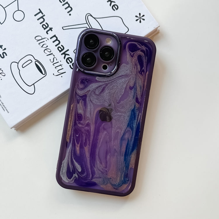 For iPhone 13 Pro Max Oil Painting Electroplating TPU Phone Case(Purple) - iPhone 13 Pro Max Cases by PMC TechLife | Online Shopping South Africa | PMC TechLife