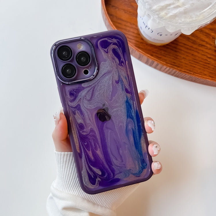 For iPhone 13 Pro Max Oil Painting Electroplating TPU Phone Case(Purple) - iPhone 13 Pro Max Cases by PMC TechLife | Online Shopping South Africa | PMC TechLife