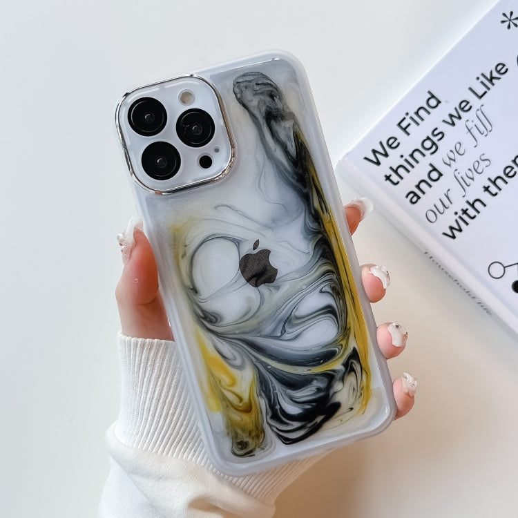 For iPhone 13 Pro Max Oil Painting Electroplating TPU Phone Case(White) - iPhone 13 Pro Max Cases by PMC TechLife | Online Shopping South Africa | PMC TechLife