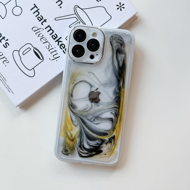 For iPhone 13 Pro Max Oil Painting Electroplating TPU Phone Case(White) - iPhone 13 Pro Max Cases by PMC TechLife | Online Shopping South Africa | PMC TechLife