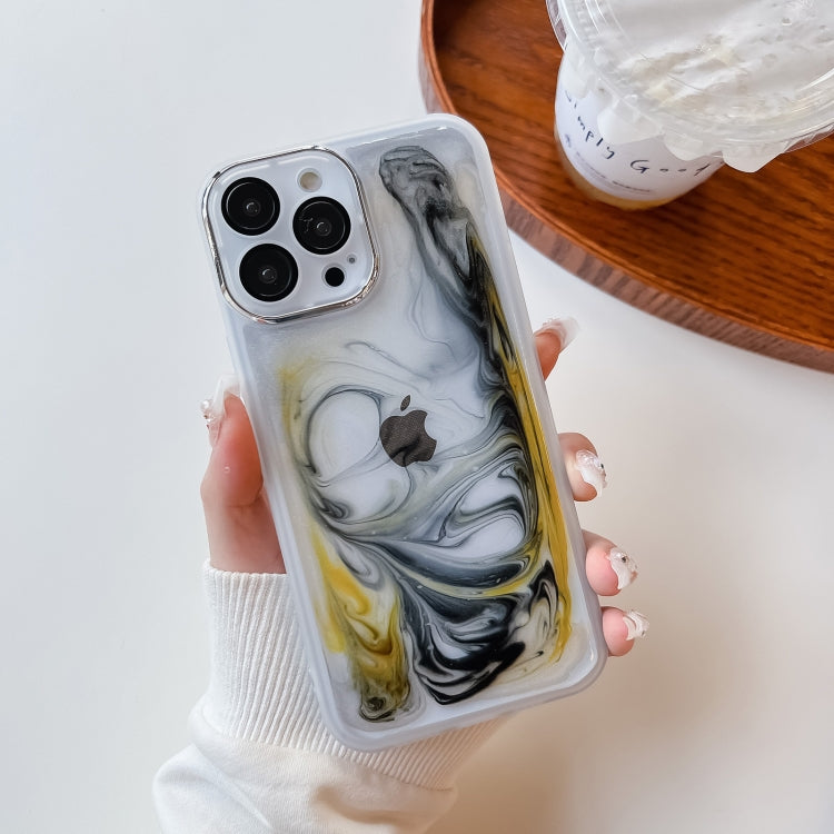 For iPhone 13 Pro Max Oil Painting Electroplating TPU Phone Case(White) - iPhone 13 Pro Max Cases by PMC TechLife | Online Shopping South Africa | PMC TechLife