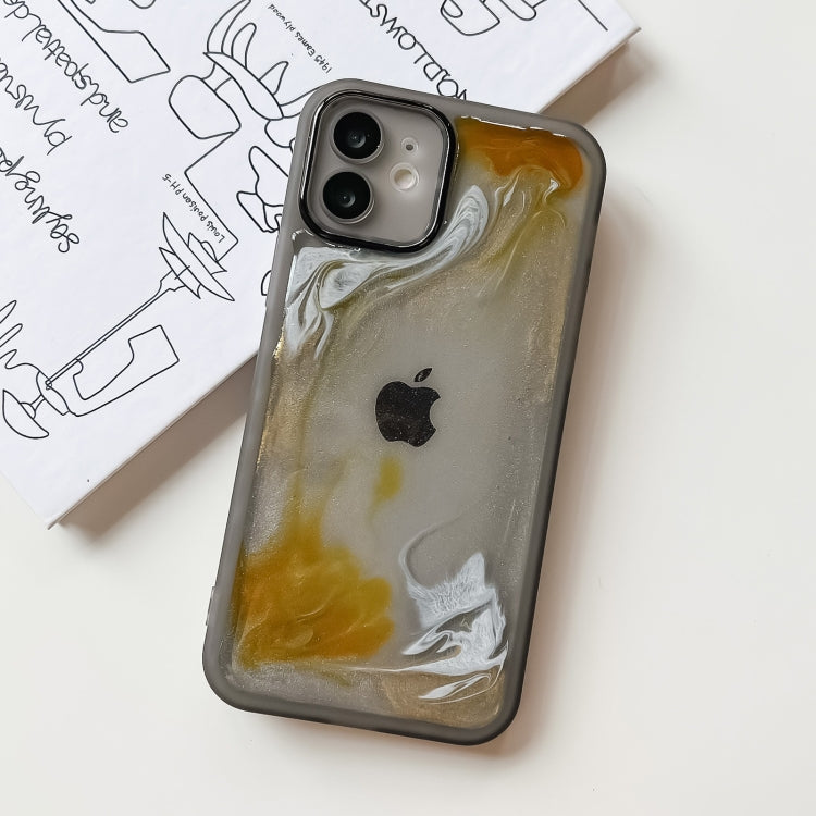 For iPhone 12 Oil Painting Electroplating TPU Phone Case(Grey) - iPhone 12 / 12 Pro Cases by PMC TechLife | Online Shopping South Africa | PMC TechLife