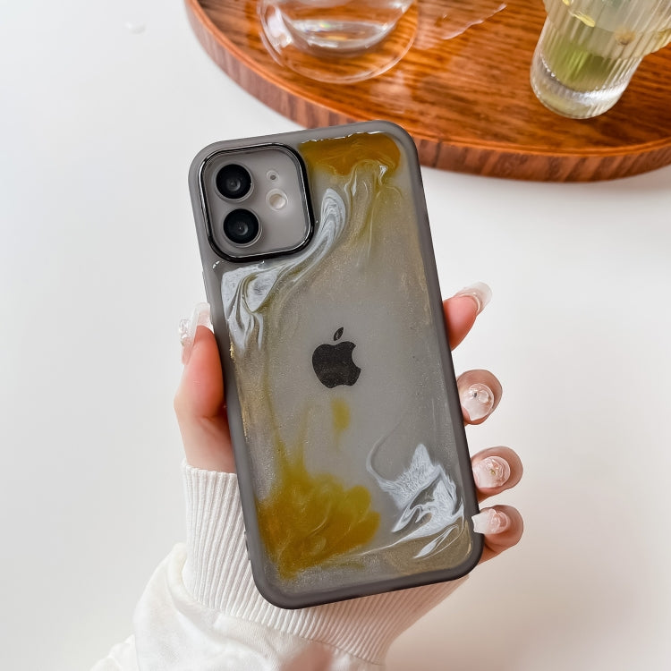 For iPhone 12 Oil Painting Electroplating TPU Phone Case(Grey) - iPhone 12 / 12 Pro Cases by PMC TechLife | Online Shopping South Africa | PMC TechLife