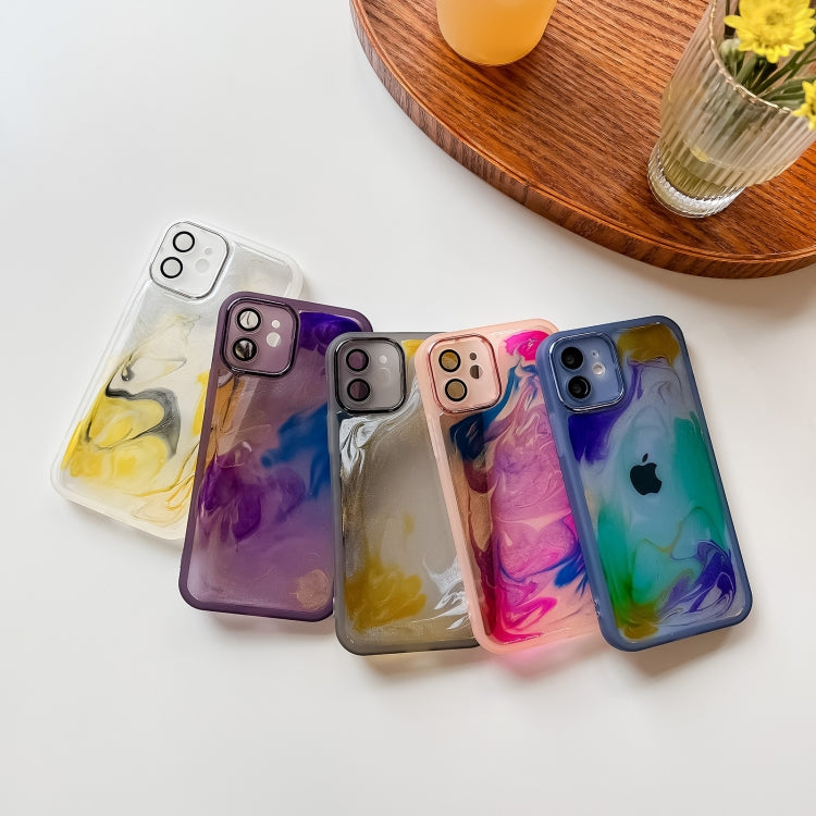 For iPhone 12 Oil Painting Electroplating TPU Phone Case(Grey) - iPhone 12 / 12 Pro Cases by PMC TechLife | Online Shopping South Africa | PMC TechLife