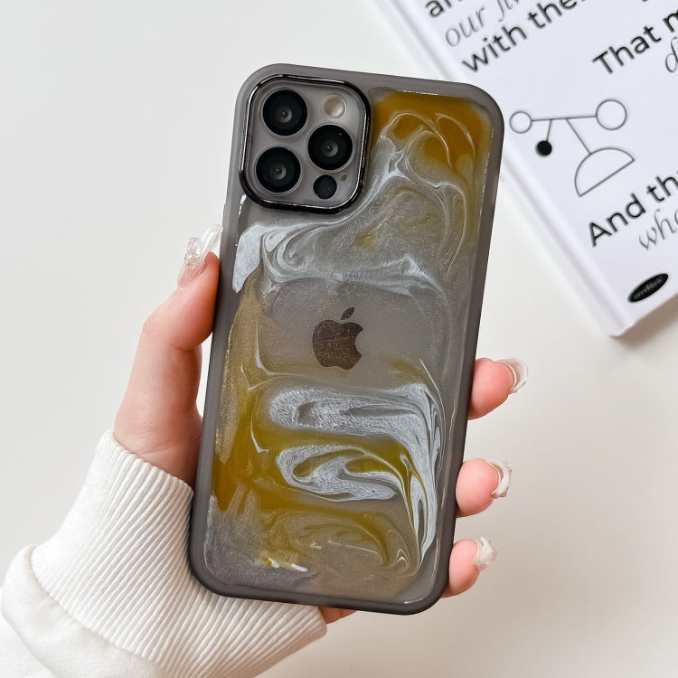 For iPhone 12 Pro Oil Painting Electroplating TPU Phone Case(Grey) - iPhone 12 / 12 Pro Cases by PMC TechLife | Online Shopping South Africa | PMC TechLife