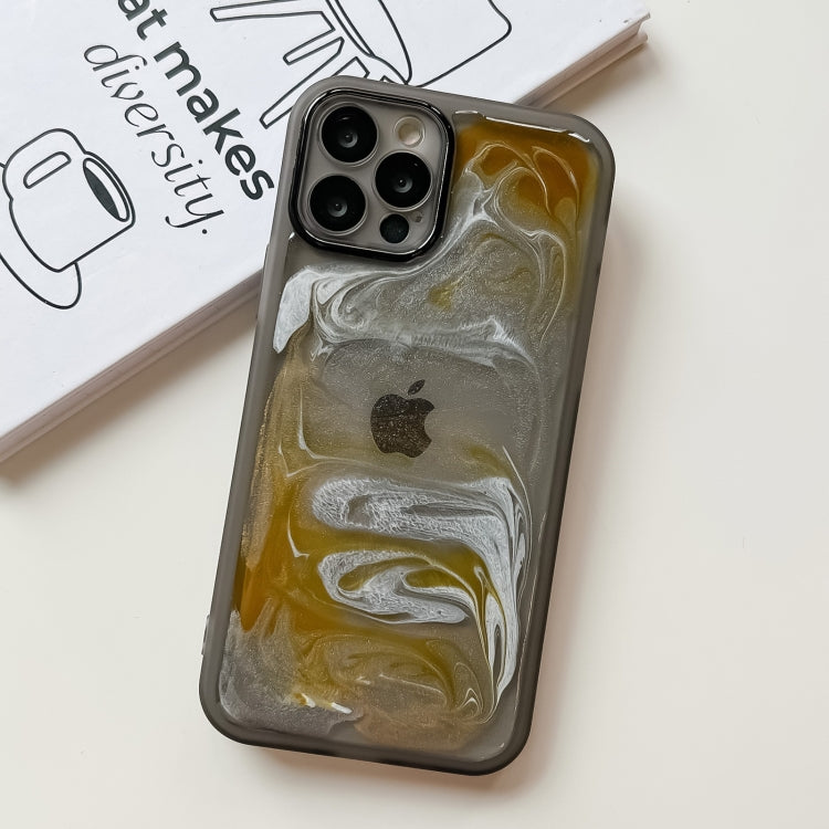 For iPhone 12 Pro Oil Painting Electroplating TPU Phone Case(Grey) - iPhone 12 / 12 Pro Cases by PMC TechLife | Online Shopping South Africa | PMC TechLife