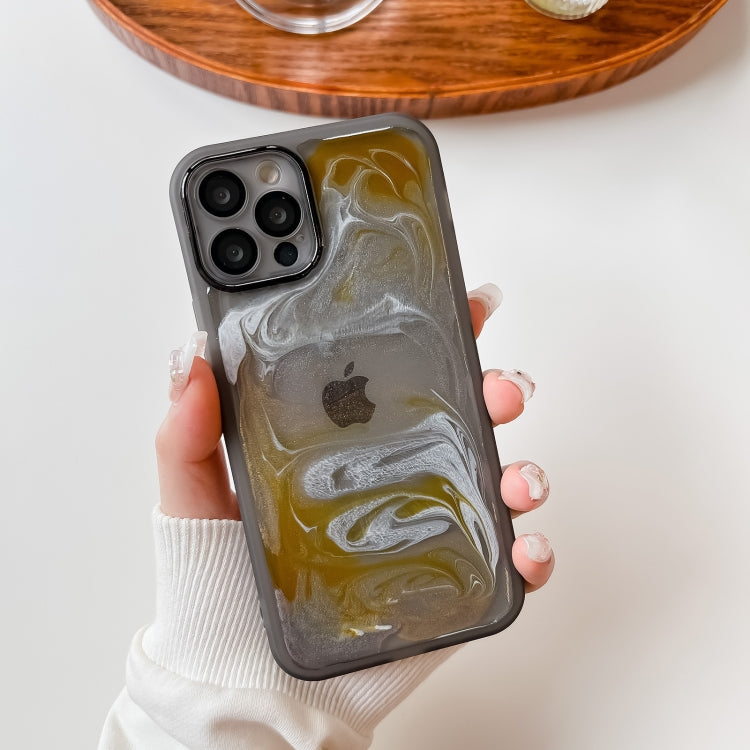 For iPhone 12 Pro Oil Painting Electroplating TPU Phone Case(Grey) - iPhone 12 / 12 Pro Cases by PMC TechLife | Online Shopping South Africa | PMC TechLife