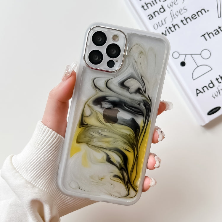 For iPhone 12 Pro Oil Painting Electroplating TPU Phone Case(White) - iPhone 12 / 12 Pro Cases by PMC TechLife | Online Shopping South Africa | PMC TechLife