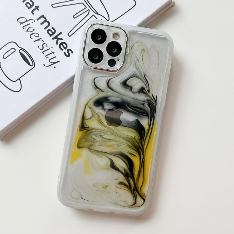 For iPhone 12 Pro Oil Painting Electroplating TPU Phone Case(White) - iPhone 12 / 12 Pro Cases by PMC TechLife | Online Shopping South Africa | PMC TechLife