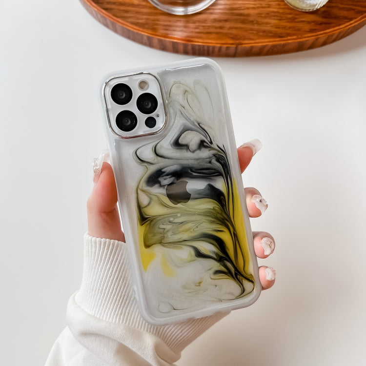 For iPhone 12 Pro Oil Painting Electroplating TPU Phone Case(White) - iPhone 12 / 12 Pro Cases by PMC TechLife | Online Shopping South Africa | PMC TechLife