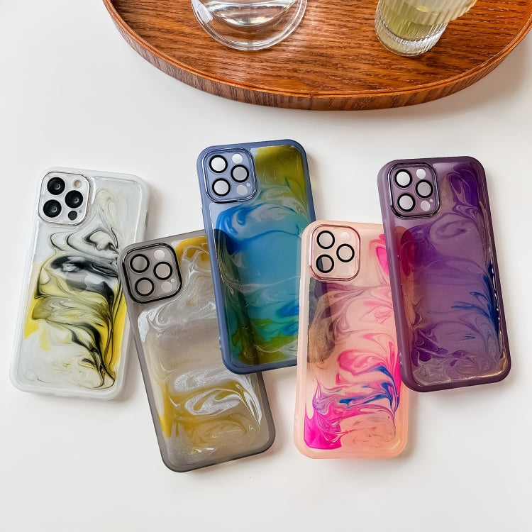 For iPhone 12 Pro Oil Painting Electroplating TPU Phone Case(White) - iPhone 12 / 12 Pro Cases by PMC TechLife | Online Shopping South Africa | PMC TechLife