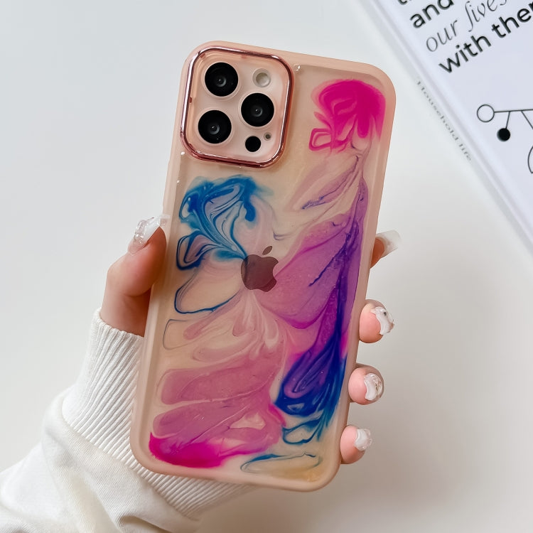 For iPhone 12 Pro Max Oil Painting Electroplating TPU Phone Case(Pink) - iPhone 12 Pro Max Cases by PMC TechLife | Online Shopping South Africa | PMC TechLife