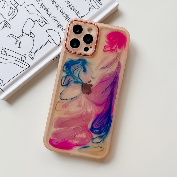 For iPhone 12 Pro Max Oil Painting Electroplating TPU Phone Case(Pink) - iPhone 12 Pro Max Cases by PMC TechLife | Online Shopping South Africa | PMC TechLife