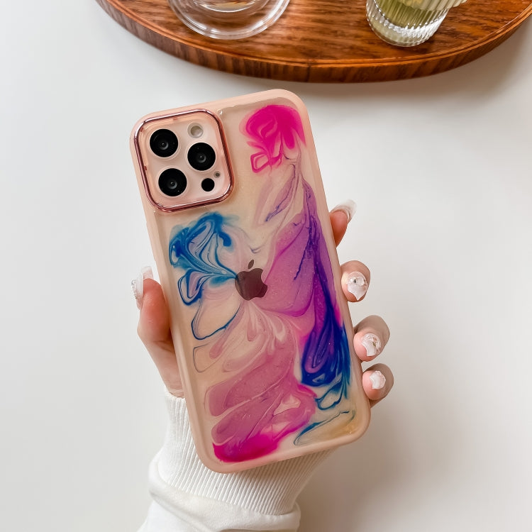 For iPhone 12 Pro Max Oil Painting Electroplating TPU Phone Case(Pink) - iPhone 12 Pro Max Cases by PMC TechLife | Online Shopping South Africa | PMC TechLife