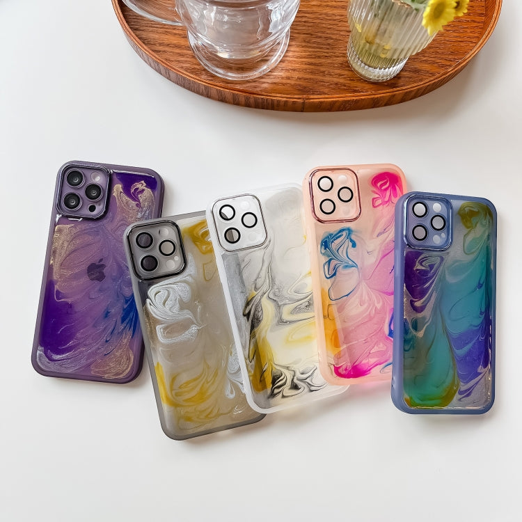 For iPhone 12 Pro Max Oil Painting Electroplating TPU Phone Case(Grey) - iPhone 12 Pro Max Cases by PMC TechLife | Online Shopping South Africa | PMC TechLife