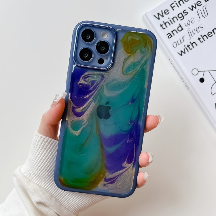 For iPhone 12 Pro Max Oil Painting Electroplating TPU Phone Case(Blue) - iPhone 12 Pro Max Cases by PMC TechLife | Online Shopping South Africa | PMC TechLife