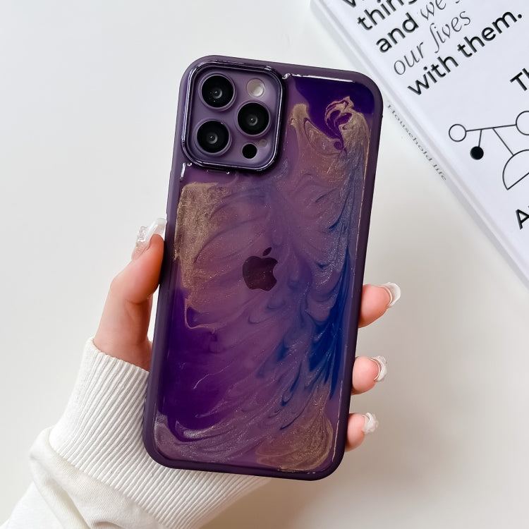For iPhone 12 Pro Max Oil Painting Electroplating TPU Phone Case(Purple) - iPhone 12 Pro Max Cases by PMC TechLife | Online Shopping South Africa | PMC TechLife