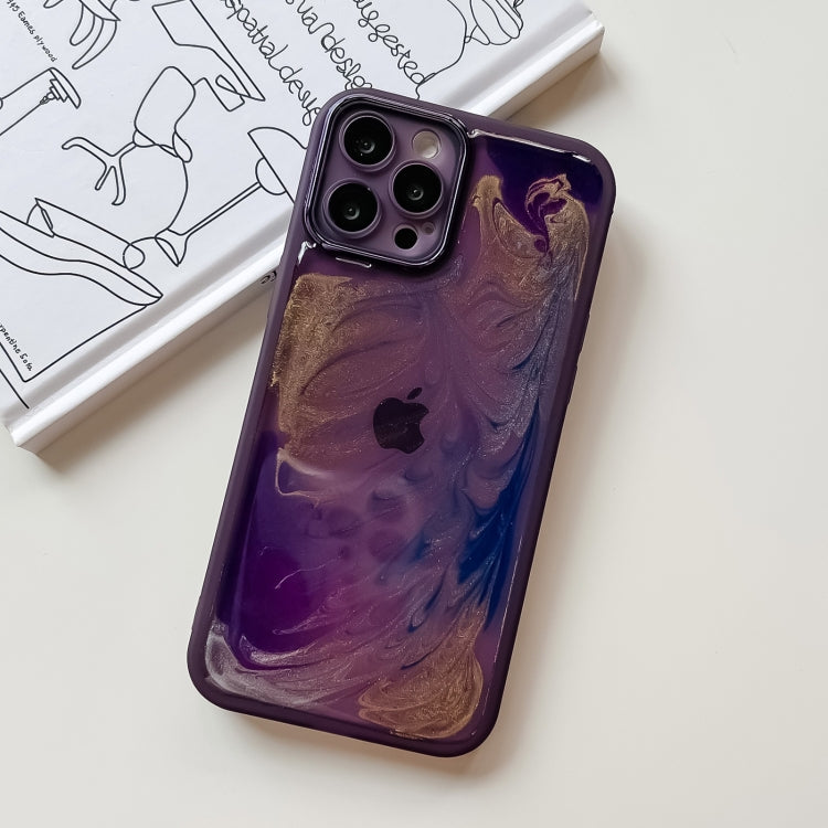 For iPhone 12 Pro Max Oil Painting Electroplating TPU Phone Case(Purple) - iPhone 12 Pro Max Cases by PMC TechLife | Online Shopping South Africa | PMC TechLife