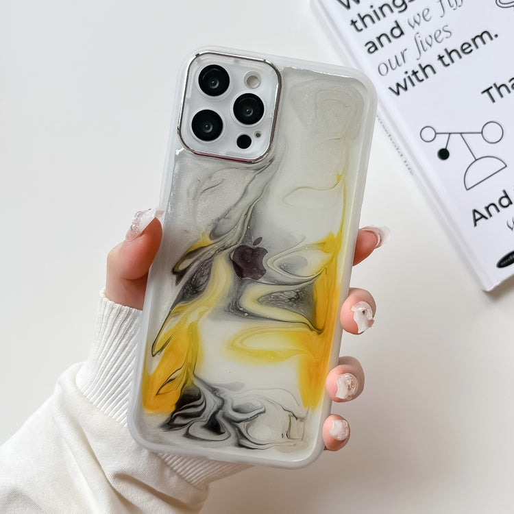 For iPhone 12 Pro Max Oil Painting Electroplating TPU Phone Case(White) - iPhone 12 Pro Max Cases by PMC TechLife | Online Shopping South Africa | PMC TechLife