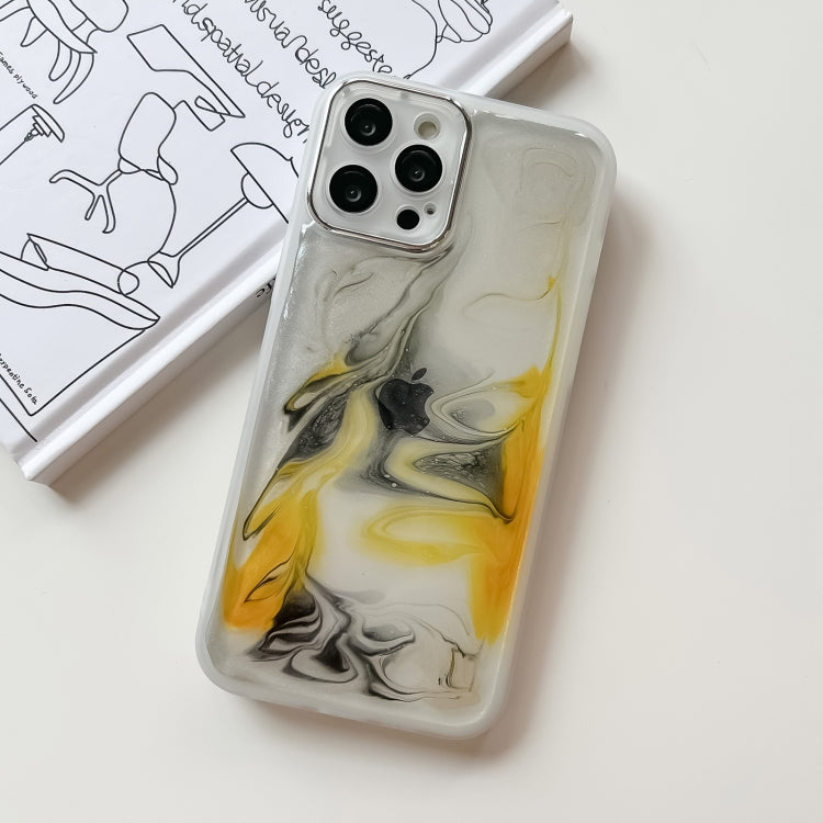 For iPhone 12 Pro Max Oil Painting Electroplating TPU Phone Case(White) - iPhone 12 Pro Max Cases by PMC TechLife | Online Shopping South Africa | PMC TechLife