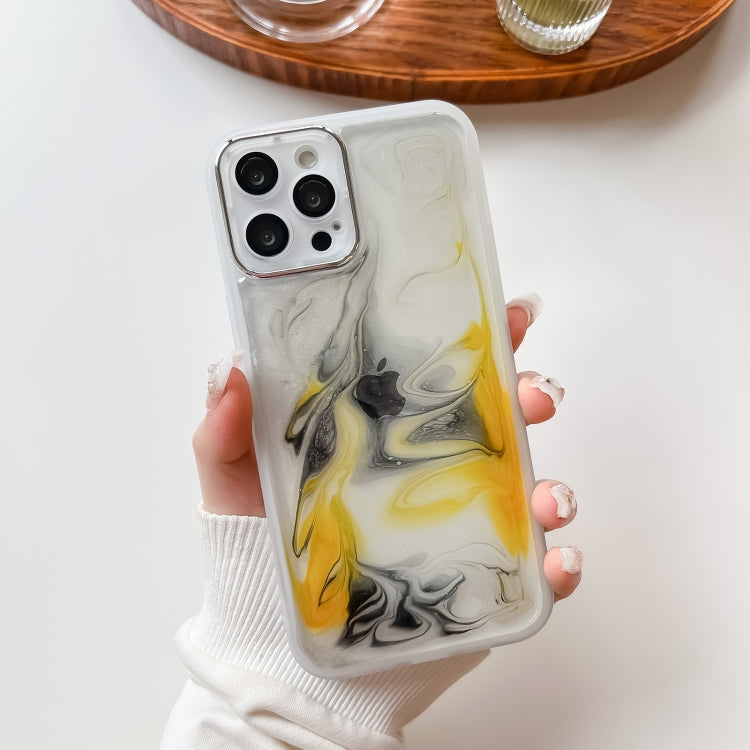 For iPhone 12 Pro Max Oil Painting Electroplating TPU Phone Case(White) - iPhone 12 Pro Max Cases by PMC TechLife | Online Shopping South Africa | PMC TechLife